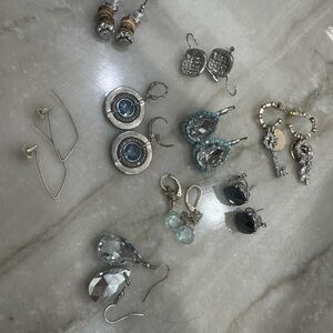 Elegant Silver and Crystal Earrings Set